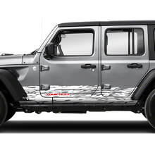 Coppia Jeep Wrangler Unlimited Doors Rocker Panel Stripes Mud Splash Side Stripe Vinile adesivo decalcomania 2 colori
 2