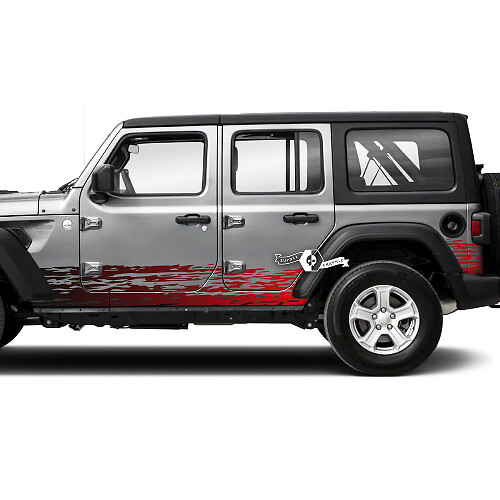 Coppia Jeep Wrangler Unlimited Doors Rocker Panel Stripes Mud Splash Side Stripe Vinile adesivo decalcomania 2 colori

