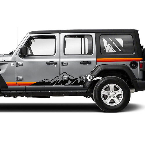 Kit di adesivi in vinile vintage con strisce laterali montane per Jeep Wrangler Unlimited