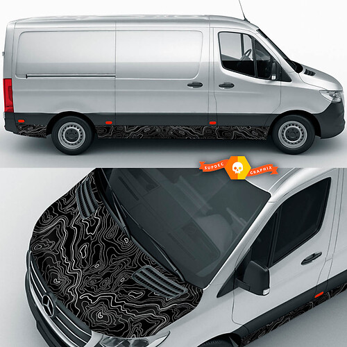 Mappa topografica Wrap Decal Hood e pannello a bilanciere laterale per Mercedes Benz Sprinter Vinil Adesivi Decal Graphic
