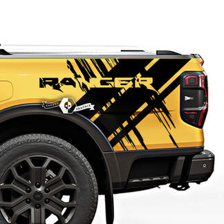 Decalcomanie grafiche del letto laterale Splash strisce per camion sul lato posteriore del Ford Ranger
