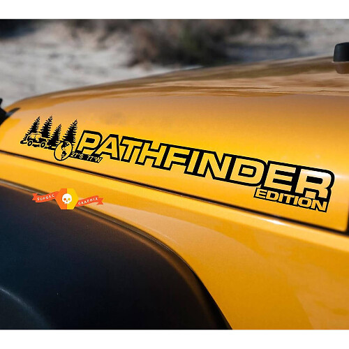 Coppia di Adesivi in Vinile per Cofano Pathfinder Edition per Jeep Wrangler