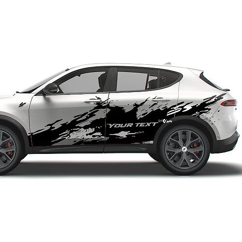 Kit adesivi vinile laterali con spruzzi di fango e testo personalizzato per Dodge Hornet