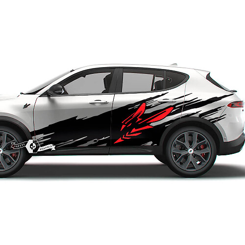 Coppia adesivi per decalcomanie in vinile Dodge Hornet per porte laterali Splash Wrap 2 colori
