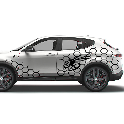 Kit di Adesivi Laterali in Stile Nido d'Ape con Logo Hornet per Dodge Hornet
