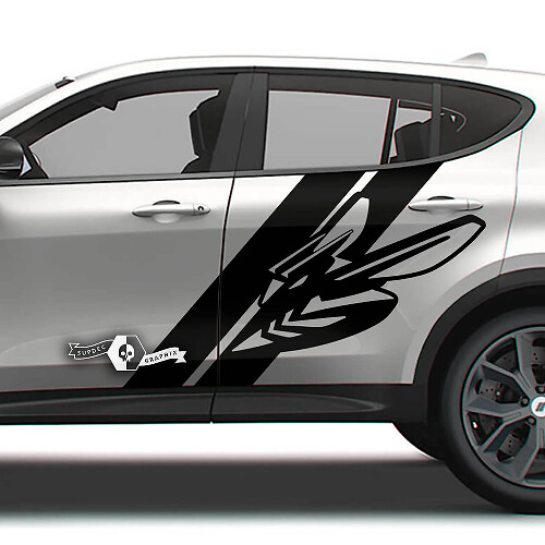 Coppia adesivi per decalcomanie in vinile a nido d'ape con strisce Dodge Hornet per porte Splash
