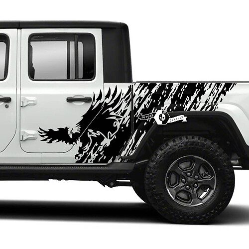Adesivi in vinile Bald Eagle Splash per la porta laterale del cassone per Jeep Gladiator