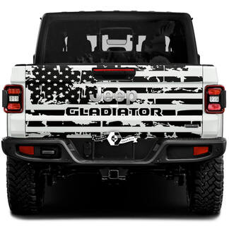 Gladiatore del portellone posteriore con decalcomanie in vinile avvolgenti con bandiera USA per Jeep Gladiator
