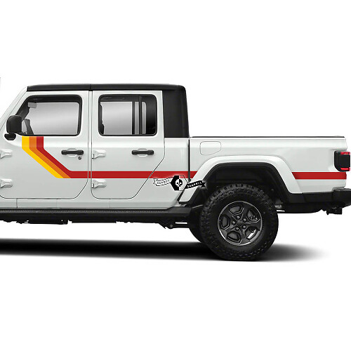 Coppia Jeep Gladiator Rubicon retro vintage Doors 4x4 Off-Road racing kit strisce sportive Off Road 3 colori
