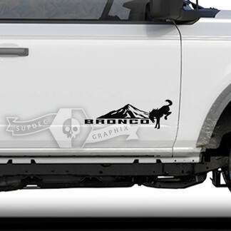 Coppia Ford Bronco porte montagne lato Bronco logo decalcomania in vinile grafica adesiva
