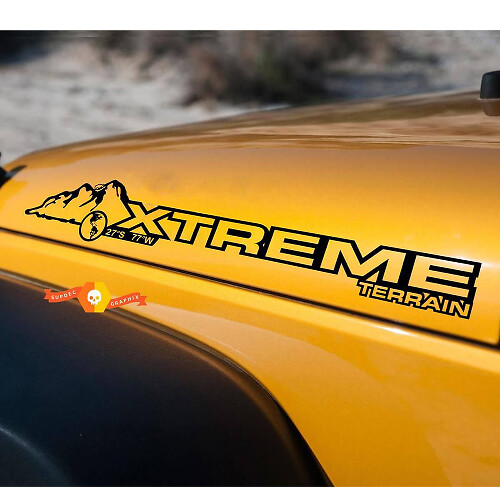 Coppia di adesivi in vinile Xtreme Terrain per cofano Jeep Wrangler