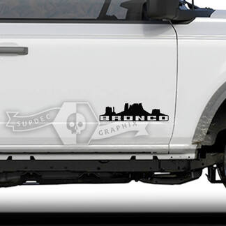 Coppia Ford Bronco porte Monument Valley Badlands lato adesivo in vinile grafica
