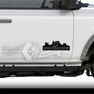 Coppia Ford Bronco Doors Monument Valley Badlands Side Bronco Logo Decalcomania in vinile Grafica adesiva
