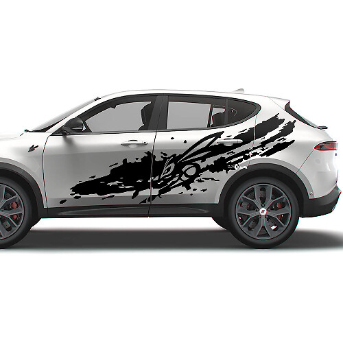 Kit Adesivi Laterali in Vinile Stile Schizzi di Fango con Logo Hornet per Dodge Hornet