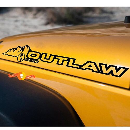Coppia di Adesivi in Vinile Outlaw per Cofano Jeep Wrangler