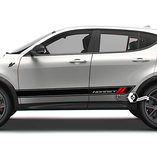 Coppia Dodge Hornet porte strisce laterali pannello bilanciere logo Hornet contorno adesivi decalcomanie in vinile 2 colori
