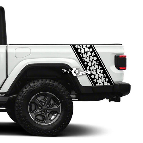 Coppia Jeep Gladiator Rubicon Bed Side Fender Tire Tracks Fango 4x4 Off-Road Racing Stripe Kit Outline
