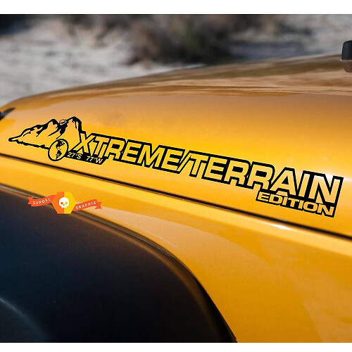 Coppia di adesivi in vinile laterali per cofano Xtream Terrain per Jeep Wrangler Rubicon Sahara