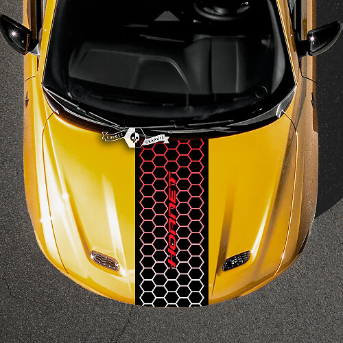 Dodge Hornet Hood Stripes Wrap Honeycomb Logo Vinile Decalcomanie Adesivo Gradiente
