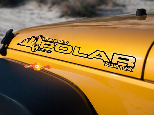 COPPIA Jeep Adesivo Decalcomania POLAR VORTEX WRANGLER Cappuccio Adesivo Decalcomania rubicon sahara JK CJ TJ YJ
