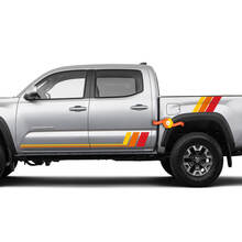 Coppia di tre colori Old School SunSet Toyota Tacoma porte TRD strisce laterali adesivi decalcomanie in vinile
 2