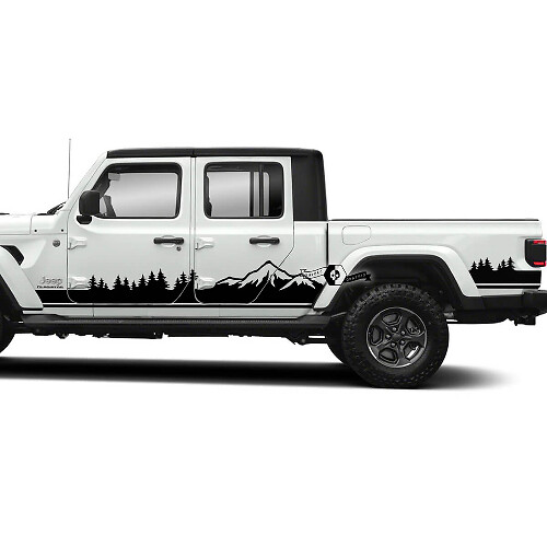 2 Jeep Gladiator Rocker Panel Mountain Forest Side Decalcomanie in vinile Adesivo grafico
