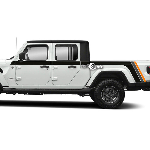 Coppia Jeep Gladiator Side Doors Bed Fender Stripes Style Vinile Decalcomania Kit grafico 3 colori
