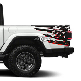 Coppia di decalcomanie Jeep Gladiator Side USA Flag Decalcomanie grafiche in vinile Kit strisce per 2 colori
