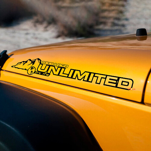 Adesivo in Vinile Unlimited Mountains per Cofano Rubicon Sahara Wrangler