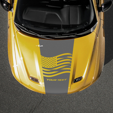 Adesivo in vinile con bandiera USA e testo personalizzato per cofano Dodge Hornet_2