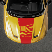 Adesivo in vinile con bandiera USA e testo personalizzato per cofano Dodge Hornet_3