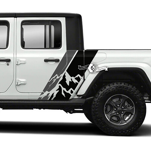 Coppia di adesivi Jeep Gladiator Side Mountains decalcomanie kit strisce grafiche in vinile 2 colori
