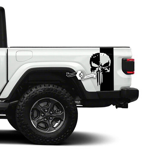 Coppia di adesivi Jeep Gladiator Side Punisher decalcomanie grafica in vinile a strisce
