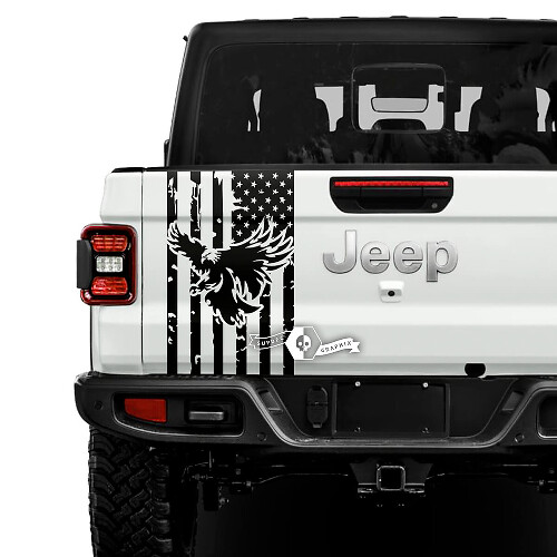 Jeep Gladiator USA Flag distrutto aquila calva adesivi decalcomanie grafica in vinile portellone letto adesivi in ​​vinile decalcomanie
