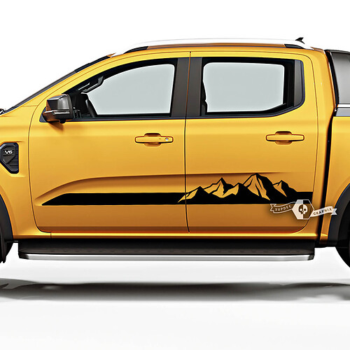 2x Ford Ranger Doors Mountains Racing Stripes Rocker Panel Truck Stripes Grafica Adesivi in ​​vinile Decalcomanie
