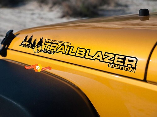 COPPIA Jeep Adesivo Decal TRAILBLAZER WRANGLER Cappuccio Adesivo Decal rubicon sahara JK CJ TJ YJ
