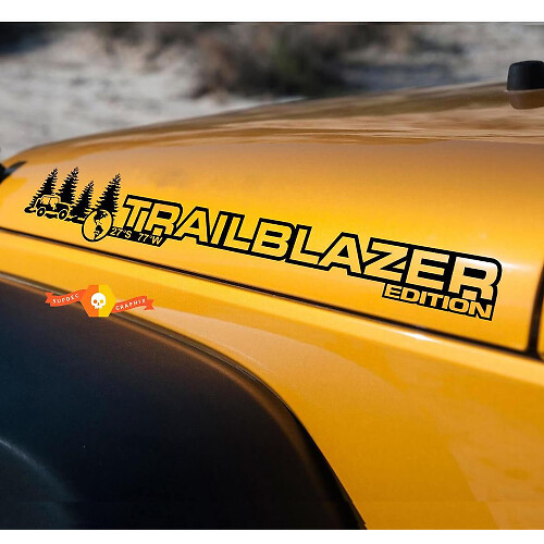 Coppia di Adesivi Vinile Cofano Edizione Trailblazer per Jeep Wrangler