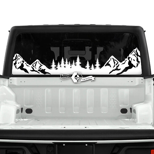 Jeep Gladiator Lunotto posteriore Montagne Foresta Adesivi Decalcomanie Grafica in vinile Striscia

