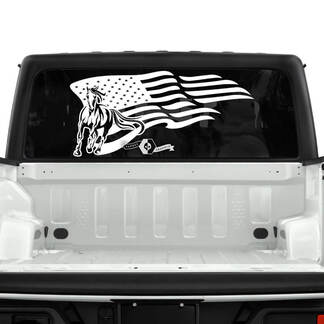 Jeep Gladiator lunotto bandiera bandiera USA cavallo decalcomanie grafica in vinile striscia

