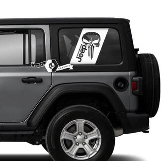 Coppia di Jeep Wrangler Unlimited Decalcomanie per porte laterali e finestre Punisher Strisce grafiche in vinile
