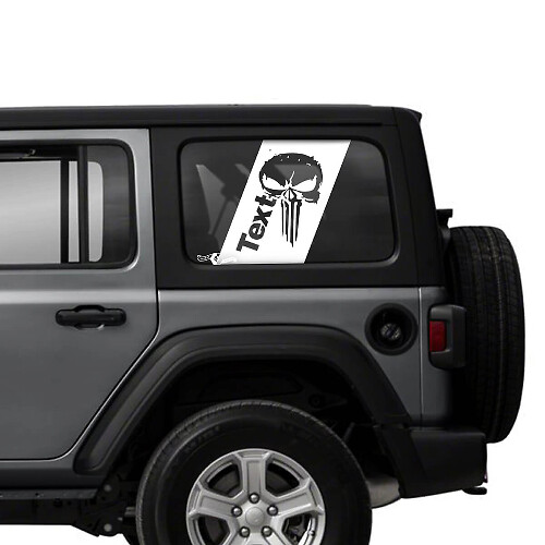 Coppia di adesivi Jeep Wrangler Unlimited per porte laterali e finestre Punisher, decalcomanie con grafica in vinile
