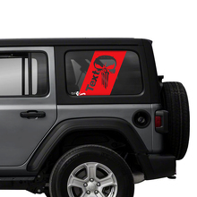 Coppia di adesivi Jeep Wrangler Unlimited per porte laterali e finestre Punisher, decalcomanie con grafica in vinile
 3