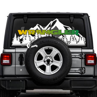 Jeep Wrangler Unlimited Lunotto posteriore Montagne Foresta Decalcomanie Grafica in vinile
