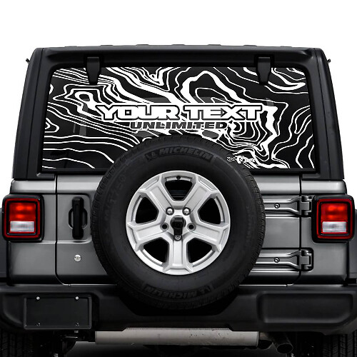 Jeep Wrangler Unlimited Lunotto posteriore Mappa topografica Logo Adesivi Decalcomanie Grafica in vinile
