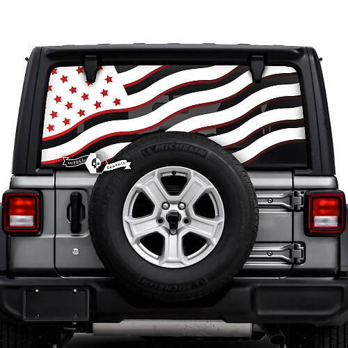 Jeep Wrangler Unlimited Finestra posteriore Bandiera USA Shadow Adesivi Decalcomanie Grafica in vinile 2 colori
