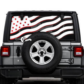 Jeep Wrangler Unlimited Bandiera del finestrino posteriore USA Shadow Decalcomanie Grafica in vinile 2 colori
