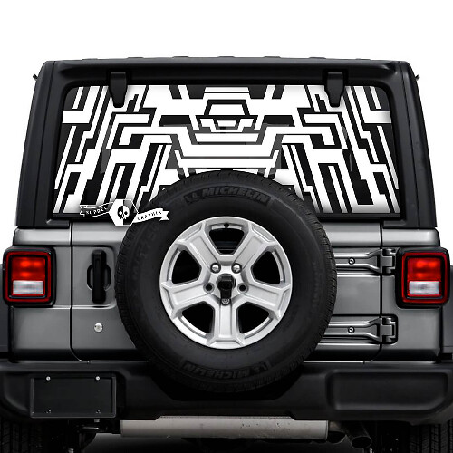 Jeep Wrangler Unlimited Lunotto posteriore Geometria Logo Adesivi Decalcomanie Grafica in vinile
