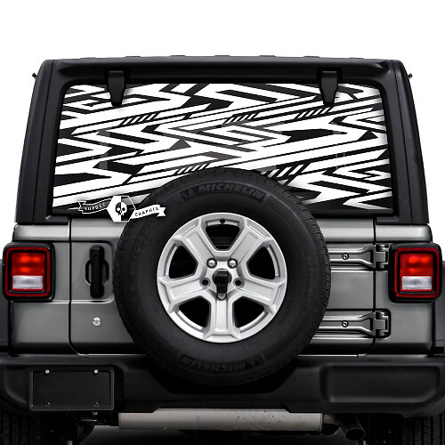 Jeep Wrangler Unlimited Lunotto posteriore Geometry Line Logo Adesivi Decalcomanie Grafica in vinile
