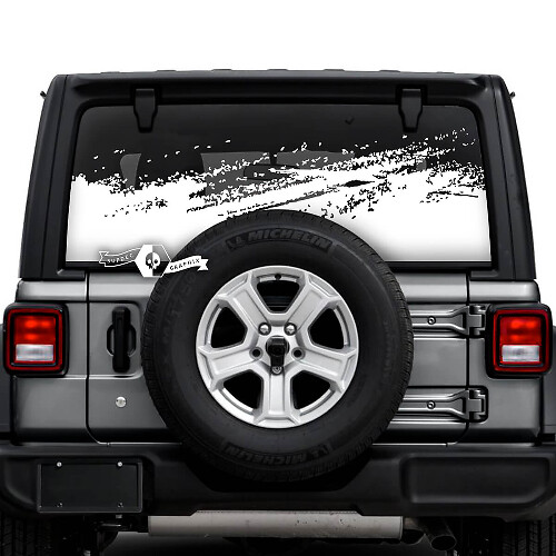 Jeep Wrangler Unlimited Lunotto posteriore Mud Splash Distrutto Adesivi Decalcomanie Grafica in vinile
