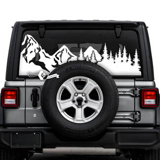 Jeep Wrangler Unlimited Lunotto posteriore Mud Splash Montagne Foresta Pneumatico Pista Decalcomanie Grafica in vinile

